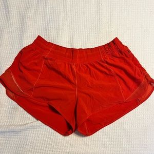 Lululemon red “hotty hot” style shorts